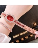 2pcs/Set  Women Watches  Ladies Quartz Diamond Wristwatch Elegant Rose Gold Female Bracelet Watches ​Reloj Muje