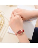 Watches Women Red Leather Strap Ladies Sport Watch Snake Rhinestone Creative Dial Triangle   Dress Quartz Watch