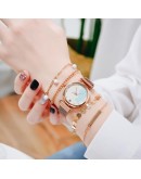  5pcs Set Watches For Women  Magnet Cat Pattern Watch Women Quartz Wristwatch Ladies Bracelet Watch Dropshipping