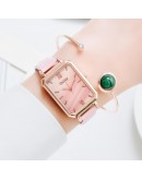 Gaiety   Women Watches Bracelet Set Green Dial  Leather Quartz Watches Simple Black Ladies Watch reloj mujer