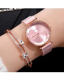 2pcs Set Watches For Women  Rose Gold Rhinestone Ladies Watch  Dress Female Clock Relogio Feminino Dropshipping