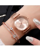 2pcs Set Watches For Women  Rose Gold Rhinestone Ladies Watch  Dress Female Clock Relogio Feminino Dropshipping