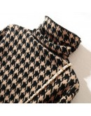 Houndstooth Thicken Warm Turtleneck Sweater Women  Autumn Winter  Casual Knitted Bottoming Shirt Harajuku Crop Jumper