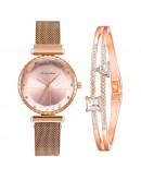 2pcs Set Watches For Women  Rose Gold Rhinestone Ladies Watch  Dress Female Clock Relogio Feminino Dropshipping