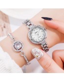 2pc/set Lvpai  Women Watches  Women Steel Rhinestone Watch Dress Business Silver Watches Ladies Reloj Mujer Relogio