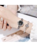 2pc/set Lvpai  Women Watches  Women Steel Rhinestone Watch Dress Business Silver Watches Ladies Reloj Mujer Relogio