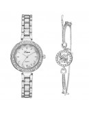 2pc/set Lvpai  Women Watches  Women Steel Rhinestone Watch Dress Business Silver Watches Ladies Reloj Mujer Relogio