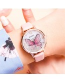 Gaiety  Women Watches  Removable Rhinestone Butterfly Watches Ladies Leather Dress Ladies Wrist Watches Female Clock