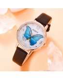 Gaiety  Women Watches  Removable Rhinestone Butterfly Watches Ladies Leather Dress Ladies Wrist Watches Female Clock