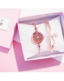 Women Watch Starry Sky  Bracelet Set Diamond Watches Casual Rose Gold Band Quartz Wristwatch Female Clock Relogio Feminino