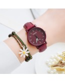 Gaiety  Women Watches  Simple Arabic Numerals Bracelet Ladies Leather Quartz Watch Clock For Women relogio feminino