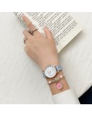 2pcs Set Watch Women  Casual  Plaid Leather Bracelet Watches Set Simple Ladies' Small Dial Girls Quartz Clock Reloj Mujer