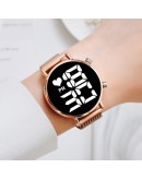  Digital Magnet Watches For Women Rose Gold Dress LED Ladies Quartz Wrist Watch Female Clock Relogio Feminino Dropshipping