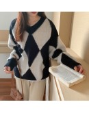 Vintage Casual Women's Sweaters  Autumn Winter Long Sleeve V Neck  Style  Clothing Ladies Knitting Pullover