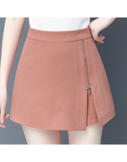  Irregular shorts skirt  women high waist side zipple a line elegant office skirt shorts harajuku shorts plus size