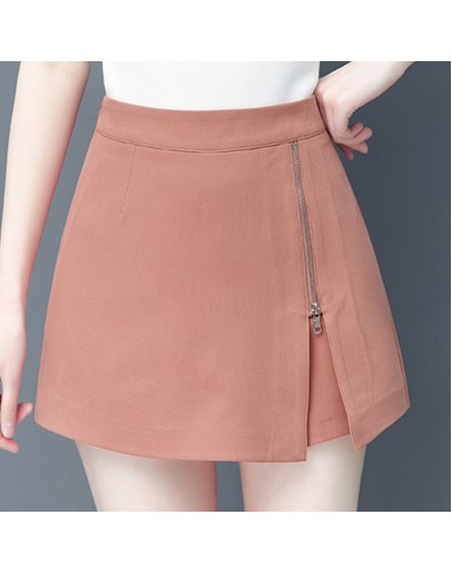  Irregular shorts skirt  women high waist side zipple a line elegant office skirt shorts harajuku shorts plus size