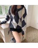 Vintage Casual Women's Sweaters  Autumn Winter Long Sleeve V Neck  Style  Clothing Ladies Knitting Pullover