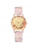 Dropshipping Girl  Watch Women  Embossed Flowers Small Fresh Printed Belt Dial Watch Student Watch Montre Femme