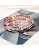 Bracelets For Women Sliver Rhinestone Bracelets 2pcs Sets  Pentagram Rose Gold Chain Bracelets Bracelets For Girls