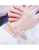 Bracelets For Women Sliver Rhinestone Bracelets 2pcs Sets  Pentagram Rose Gold Chain Bracelets Bracelets For Girls