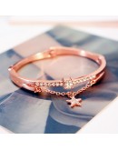 Bracelets For Women Sliver Rhinestone Bracelets 2pcs Sets  Pentagram Rose Gold Chain Bracelets Bracelets For Girls