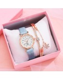 Gaiety  2pcs Set Casual Watches For Women Unique Designer Bracelet Watch Set Leather Simple Pink Ladies Clock Montre Femme