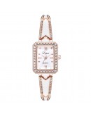 Lvpai   Rhinestone Rectangle Watches Women Quartz Bracelet Watches Ladies DressRose Gold Clock relogios kol saati