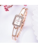 Lvpai   Rhinestone Rectangle Watches Women Quartz Bracelet Watches Ladies DressRose Gold Clock relogios kol saati