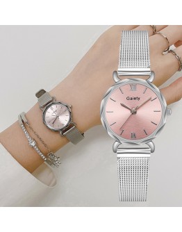  Women Bracelet Quartz Watches For Women Simple Watch Ladies Dress Pink Dial Wrist Watch Sliver Clock Relogio Feminino