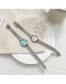  Women Bracelet Quartz Watches For Women Simple Watch Ladies Dress Pink Dial Wrist Watch Sliver Clock Relogio Feminino