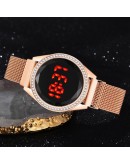  Digital Magnetic Watch Women Rose Gold Diamond LED Ladies Quartz Wrist  Watch Female Clock Relogio Feminino Dropshipping