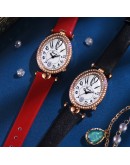 Vintage Women Watches Leather Diamond Bracelet Designer Retro Ladies Wrist Watches Simple Dress Crystal Clock Relogio Feminino