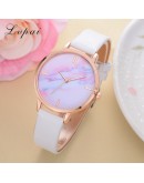 Lvpai  Women Watches  Leather Strip Marble Dial Dress Wristwatch Girls Quartz Clock Relogio feminino Watch Women