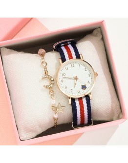 Watch For Girl Students Canvas Band Bear Pattern Casual Women Watches Simple Sport Hours  Ladies Wristwatch Quartz Clock