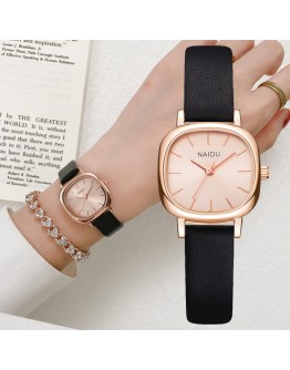 Women Watch Casual Small Square Dial Ladies Wrist Watch Bracelet Set Leather Rhinestone Designer Simple Dress Clock Reloj Mujer