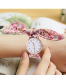 Women Watches Vogue Floral Strap Wristwatch Women's Jacquard Cloth Zegarek Damski Quartz Watch Dress Bracelet Relogio Feminino