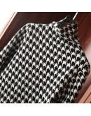  Autumn Winter Temperament Pile Collar Houndstooth Dress Women Straight Thick Warm Mid-length Knitted Bottom Sweater Dress