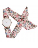 Women Watches Vogue Floral Strap Wristwatch Women's Jacquard Cloth Zegarek Damski Quartz Watch Dress Bracelet Relogio Feminino