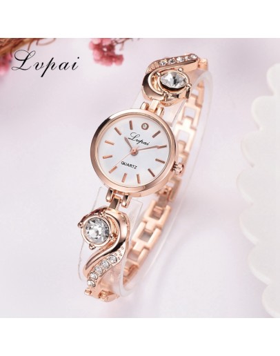 Lvpai   Rhinestone Watches Women Quartz Bracelet Watches Ladies Dress  Rose Gold Clock relogios kol saati