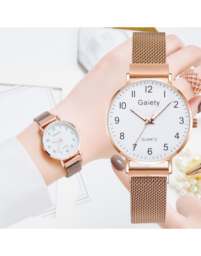  Women Watches Simple Vintage Small Dial Watch Sweet Magnet Mesh Strap Sports Rose Gold Wrist Clock Gift reloj mujer