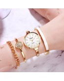 Lvpai   4pcs Set Women Watches Women Dress Ladies Wrist Watch  Rose Gold Quartz Bracelet Watch Set Reloj Mujer