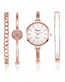 Lvpai   4pcs Set Women Watches Women Dress Ladies Wrist Watch  Rose Gold Quartz Bracelet Watch Set Reloj Mujer