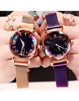  Rose Gold Women Watches  Diamond Ladies Starry Sky Magnet Watch Waterproof Female Wristwatch For Gift Clock 