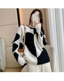  Autumn Lazzy Oaf Pullover for Women Vintage Loose Heart Print Loose Sweater Winter Tops Harajuku Jumper Cropped Clothes