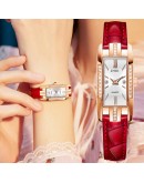 Watches Women Square Rose Gold Wrist Watches Red Leather   Watches Female Ladies Quartz Clock Gifts montre femme