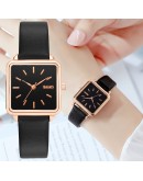 Gaiety  Women Watch Simple Square Leather Band Bracelet Ladies Watches Quartz Wristwatch Female Black Clock Dropshipping