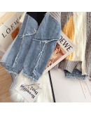 Hit Color Hip-hop Denim Stitching Harajuku Sweater Women Autumn Winter  Design Lazy Retro Oversized Pullover Sweater