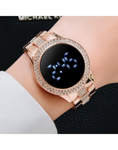  Digital LED Women Watches Diamond Bracelet  Watch For Women Rose Gold Dress Casual Quartz Watch zegarek damski