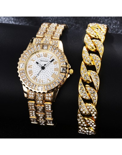 Diamond Women   Bracelet Watch Set Rhinestone Elegant Ladies Watches Gold Wrist Watches For Women relogio feminino