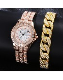 Diamond Women   Bracelet Watch Set Rhinestone Elegant Ladies Watches Gold Wrist Watches For Women relogio feminino